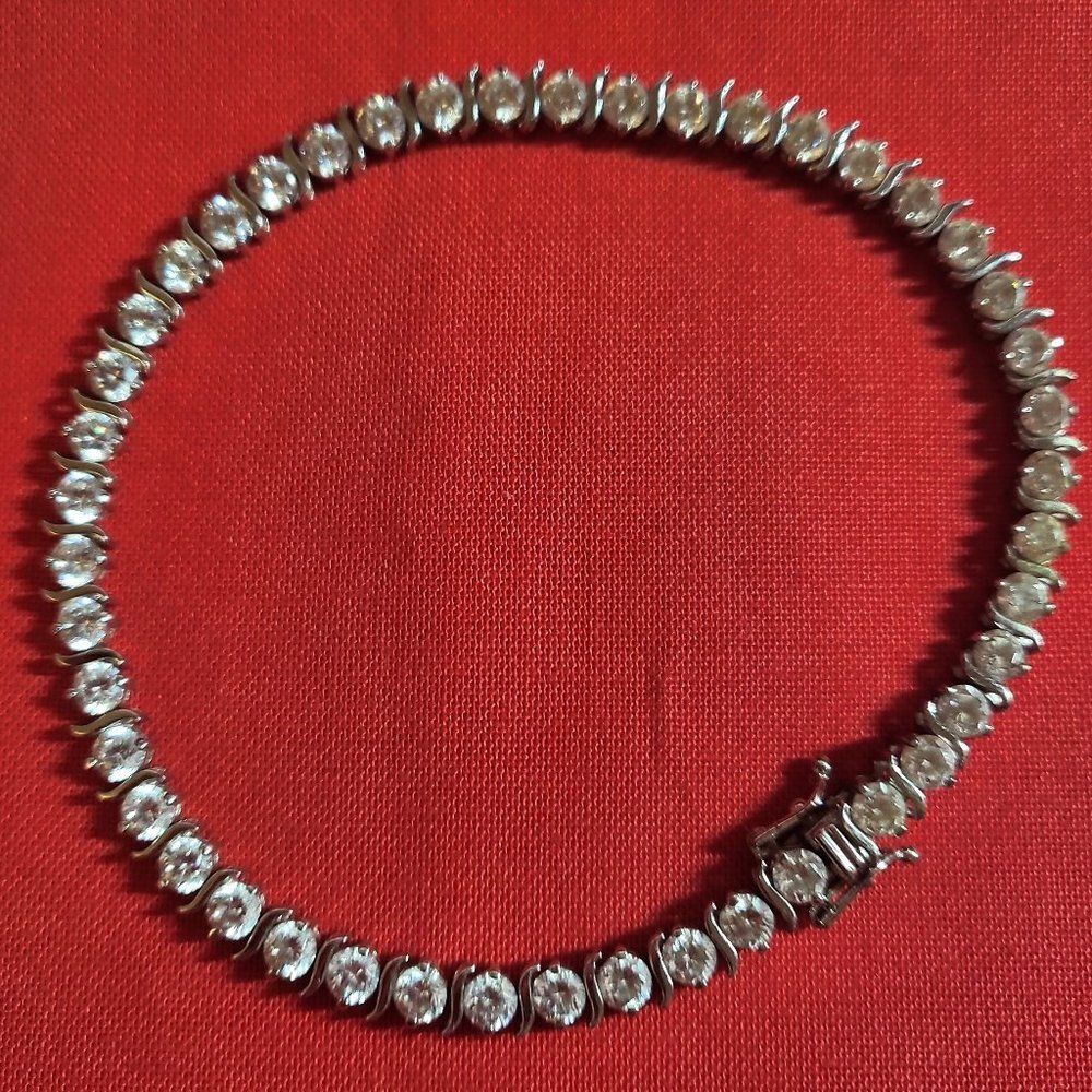 Sterling Silver CZ Tennis Bracelet - Picture 5 of 8